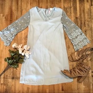 Francesca’s Alya crochet lace bell slv boho dress